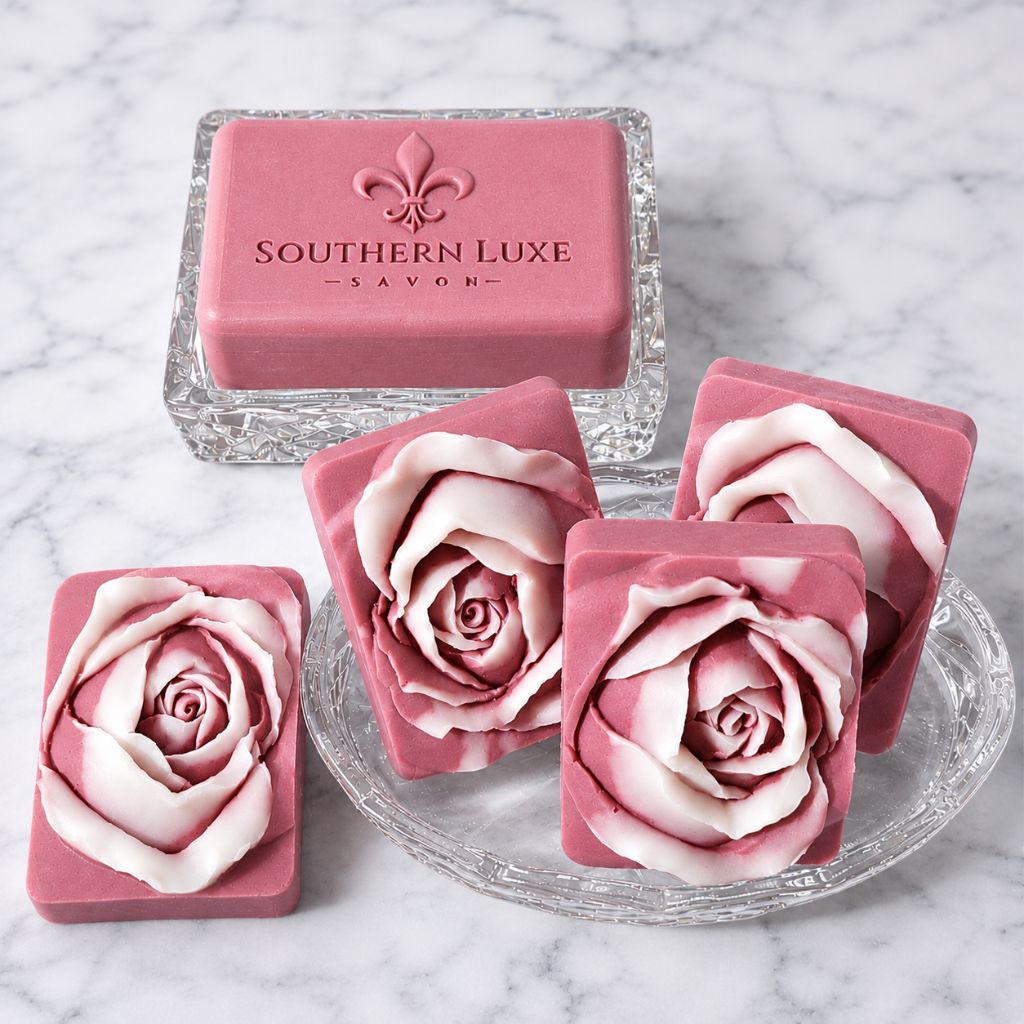 Southern Luxe Savon Rose Noir Silk Natural Luxury Soap infused with tussah silk, rose clay, floral musk fragrance, and silky luxurious foam