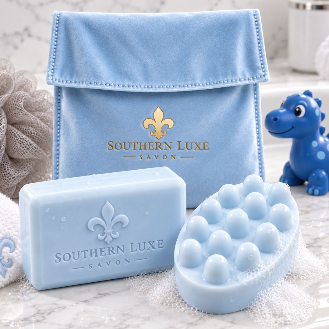 BABY IN BLUE "LITTLE PRINCE" GENTLE MASSAGE BAR - Southern Luxe Savon