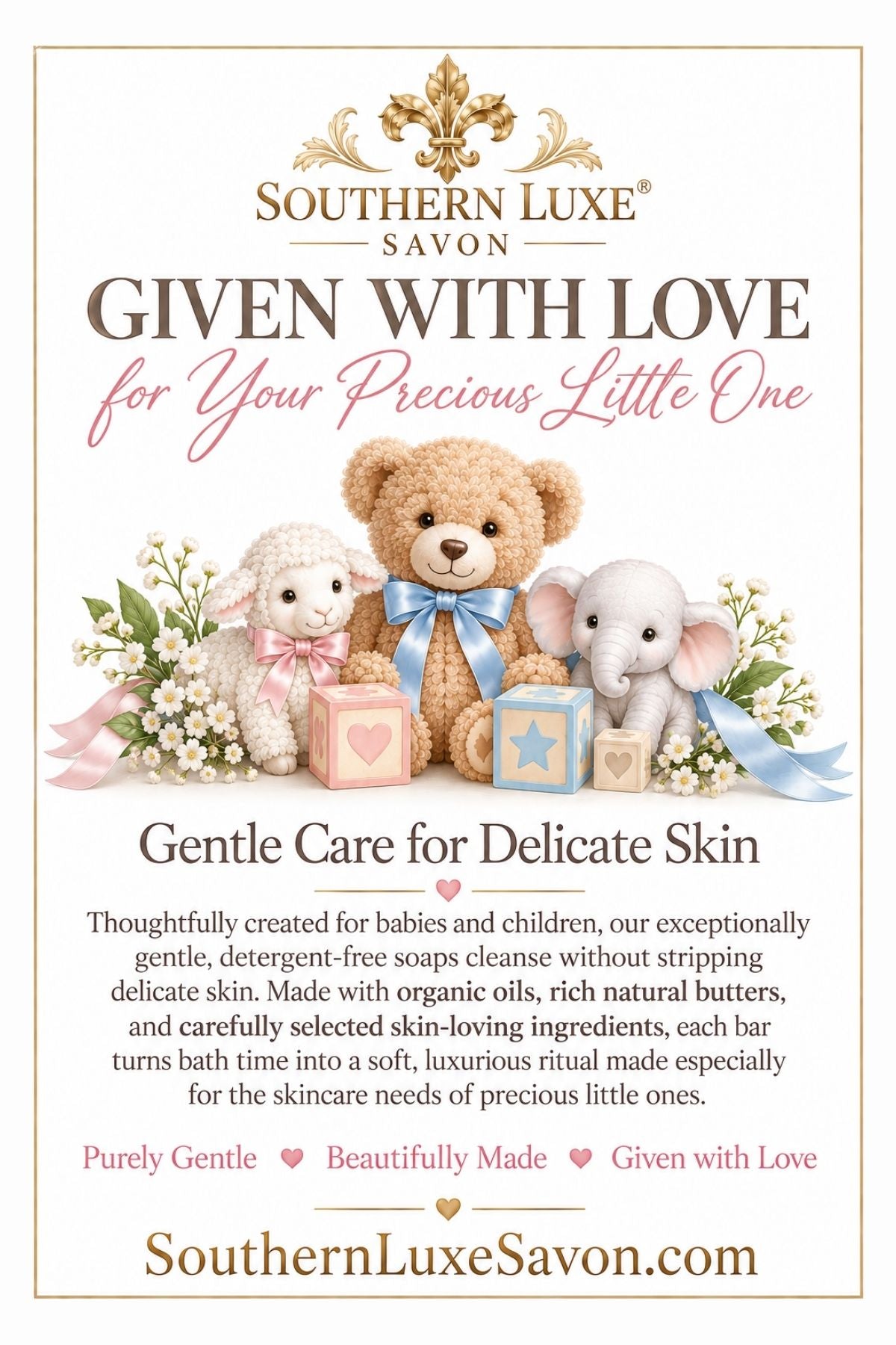 TENDER TOUCH "BABY BARE" SENSITIVE SKIN MASSAGE BAR - Southern Luxe Savon