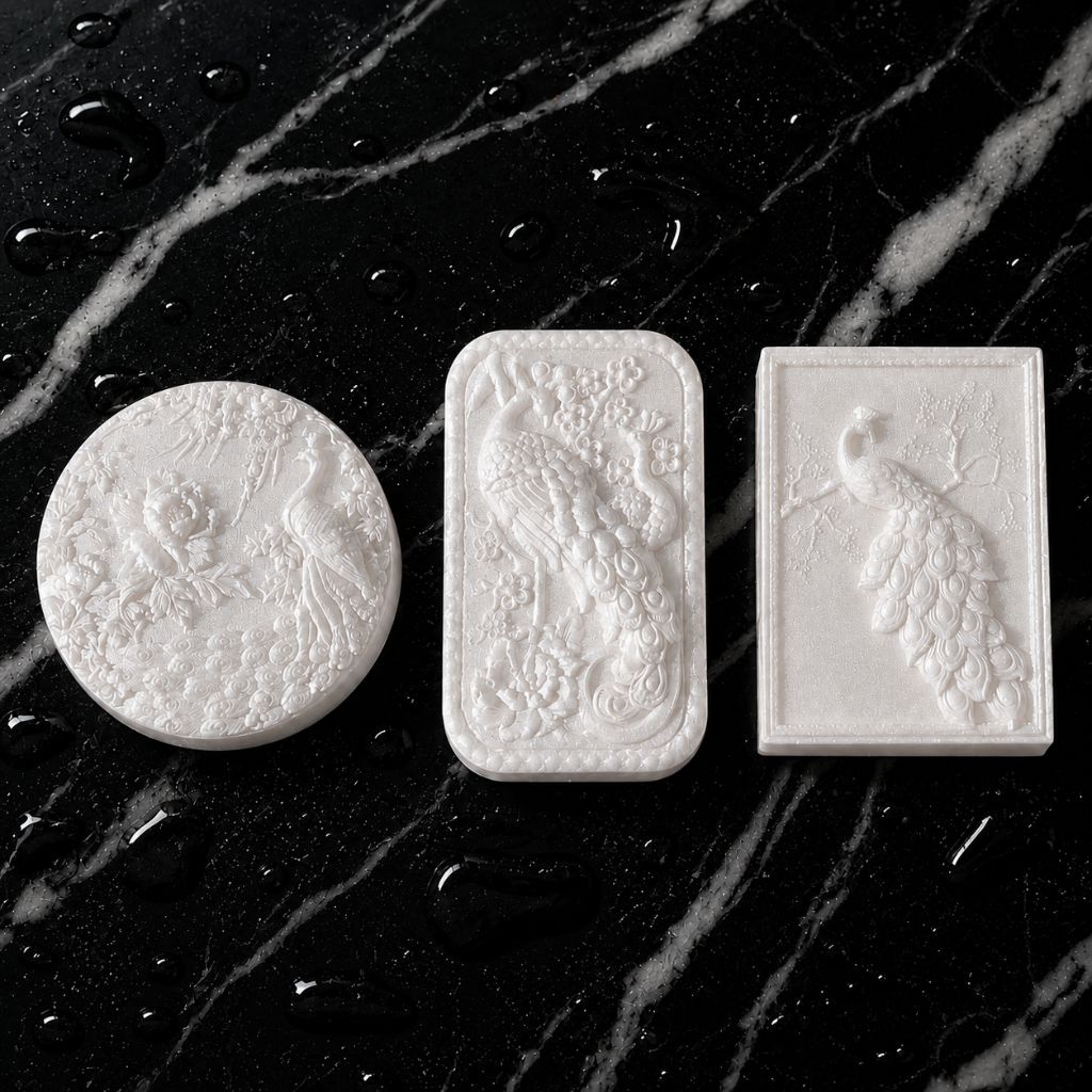 MOONLIT TRYST "PEACOCK PROMENADE" TUSSAH SILK GUEST SOAPS - Southern Luxe Savon