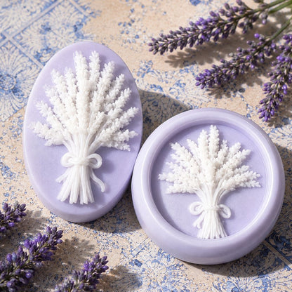 French Lavender artisan cameo guest soaps with Provence lavender oil and botanical butters by Southern Luxe Savon