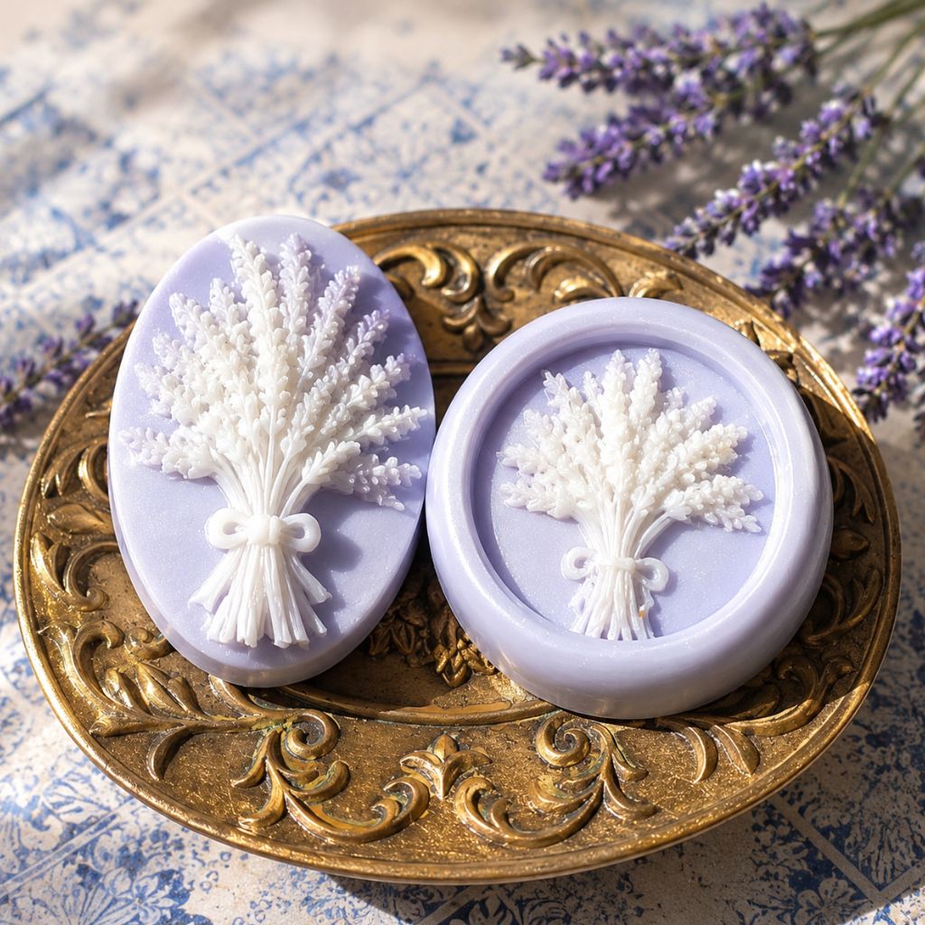 Natural luxury French Lavender cameo guest soaps handcrafted with lavender essential oil from Provence by Southern Luxe Savon