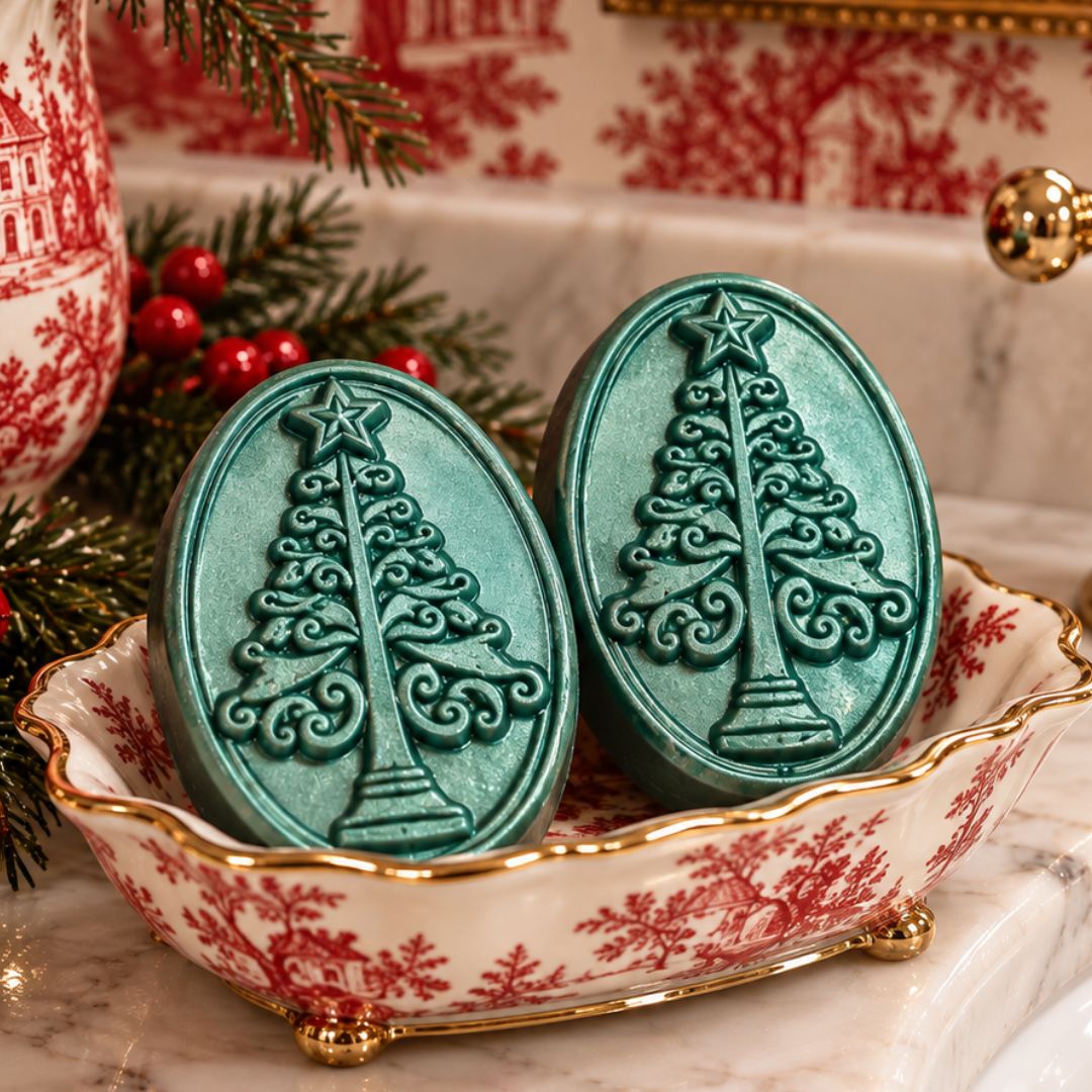 HOME FOR THE HOLIDAYS "EVERGREEN ELEGANCE" LAVISH LATHER GUEST SOAPS - Southern Luxe Savon