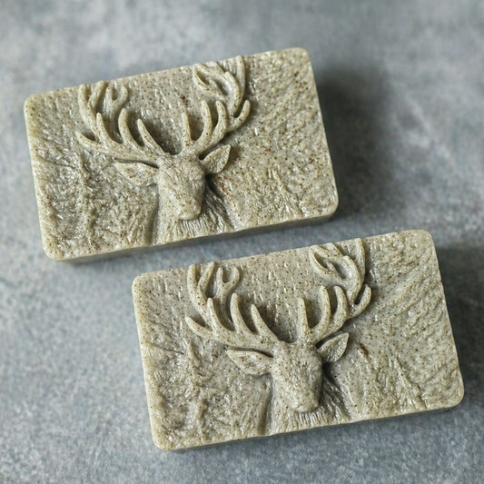 Two Sovereign Stag majestic guest soaps handcrafted with argan oil and green tea by Southern Luxe Savon